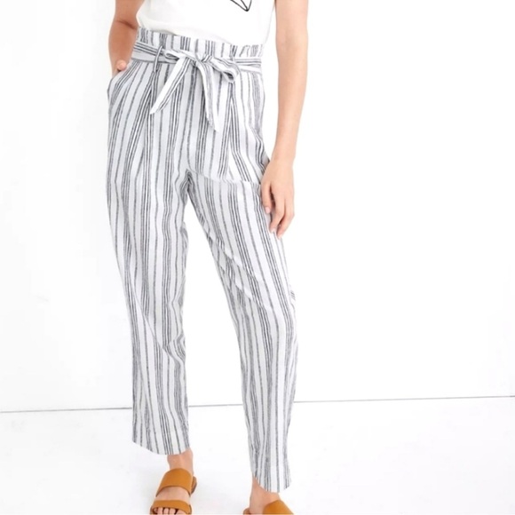 Madewell Linen Paper Bag Pants Size 6 - Picture 1 of 12